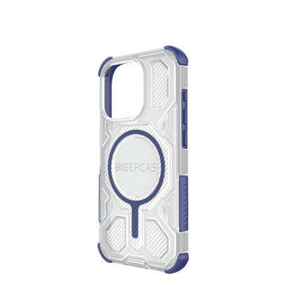 For iPhone 15 Pro BIBERCAS Transparent Color Series MagSafe Air Bag Shockproof Phone Case(Blue) by BIBERCAS