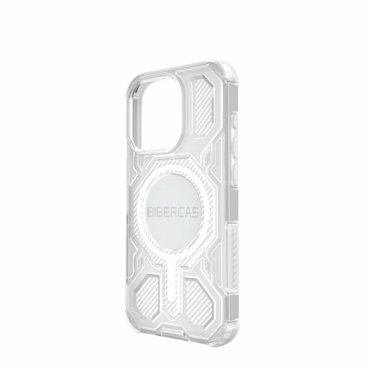 For iPhone 15 Pro BIBERCAS Transparent Color Series MagSafe Air Bag Shockproof Phone Case(White) by BIBERCAS