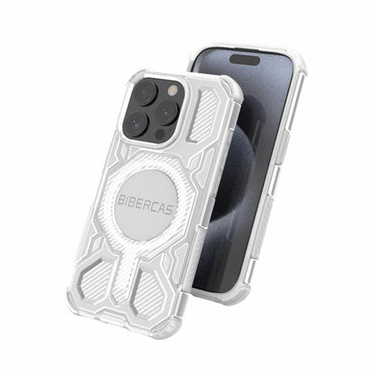 For iPhone 15 Pro BIBERCAS Transparent Color Series MagSafe Air Bag Shockproof Phone Case(White) by BIBERCAS