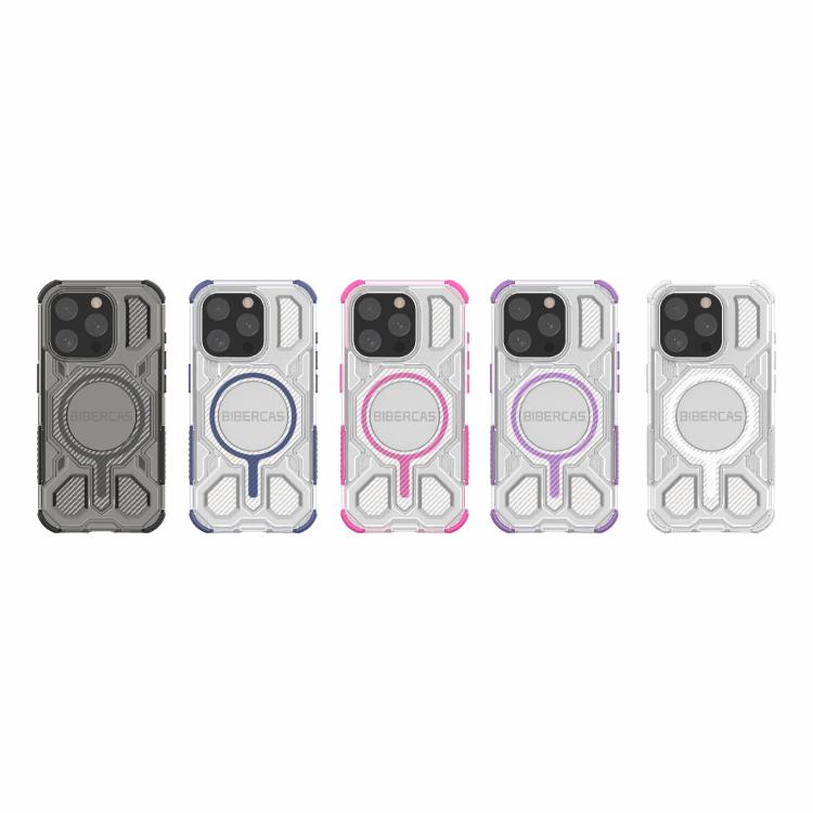 For iPhone 15 Pro BIBERCAS Transparent Color Series MagSafe Air Bag Shockproof Phone Case(White) by BIBERCAS