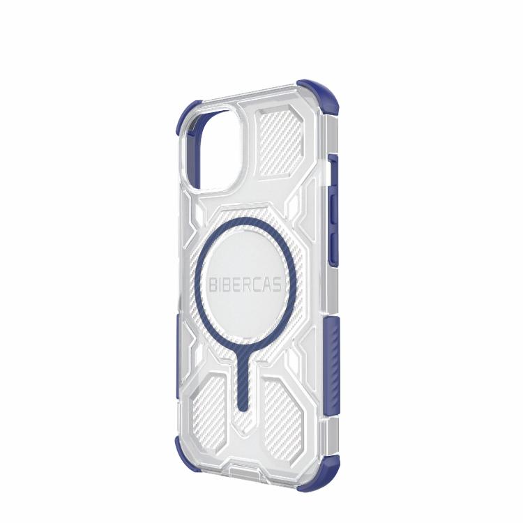 For iPhone 15 BIBERCAS Transparent Color Series MagSafe Air Bag Shockproof Phone Case(Blue) by BIBERCAS