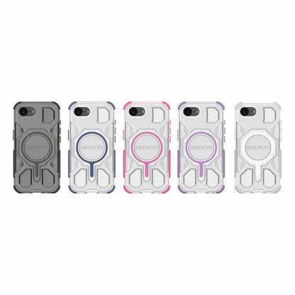 For iPhone 16e BIBERCAS Transparent Color Series MagSafe Air Bag Shockproof Phone Case(Purple) by BIBERCAS