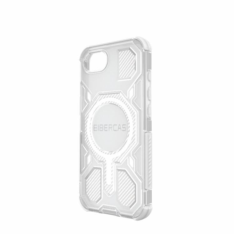 For iPhone 16e BIBERCAS Transparent Color Series MagSafe Air Bag Shockproof Phone Case(White) by BIBERCAS