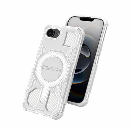 For iPhone 16e BIBERCAS Transparent Color Series MagSafe Air Bag Shockproof Phone Case(Black) by BIBERCAS