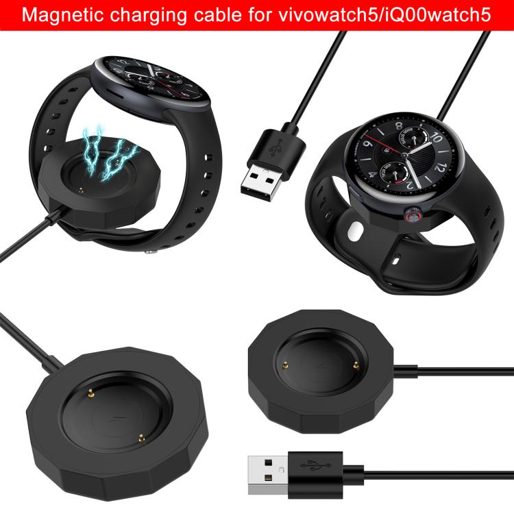 For vivo Watch 5 / iQOO Watch 5 xDfind Smart Watch Magnetic Charging Cable, Length: 1m(Black) by xDfind
