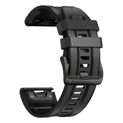 For Garmin 22mm xDfind Leather Skin Silicone Quick Release Watch Band(Charcoal Gray) by xDfind