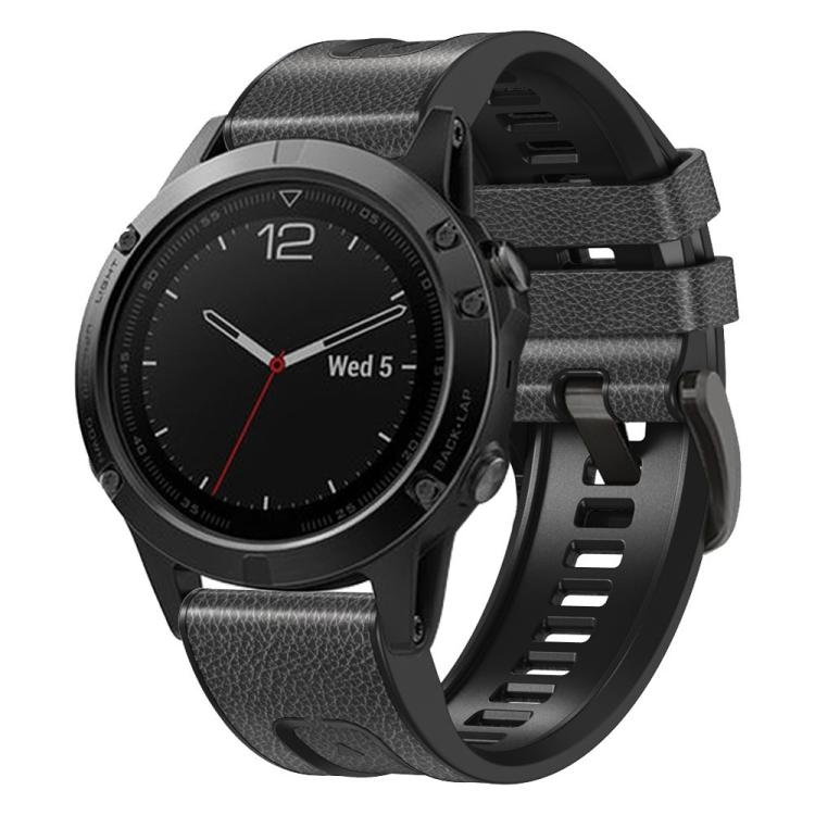 For Garmin 22mm xDfind Leather Skin Silicone Quick Release Watch Band(Charcoal Gray) by xDfind