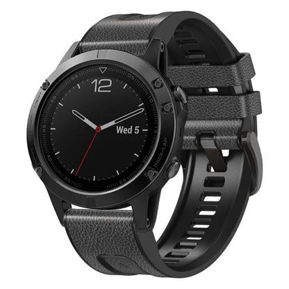 For Garmin 22mm xDfind Leather Skin Silicone Quick Release Watch Band(Charcoal Gray) by xDfind