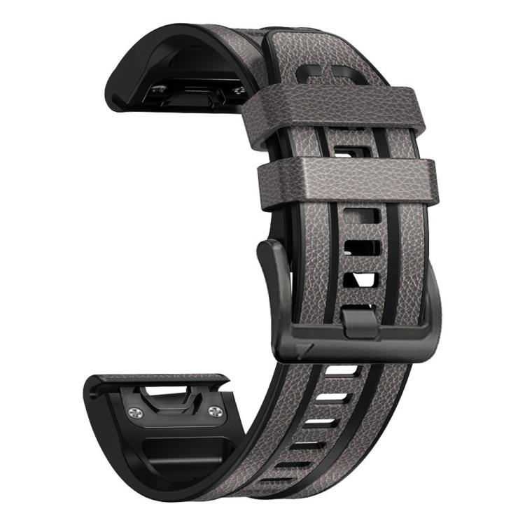 For Garmin 22mm xDfind Leather Skin Silicone Quick Release Watch Band(Starry Gray) by xDfind