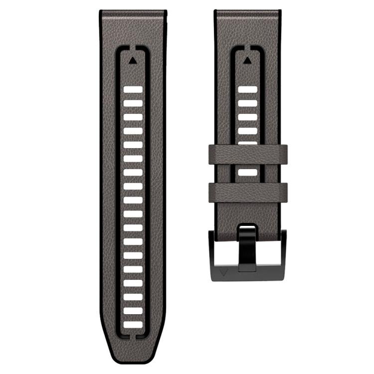 For Garmin 22mm xDfind Leather Skin Silicone Quick Release Watch Band(Starry Gray) by xDfind