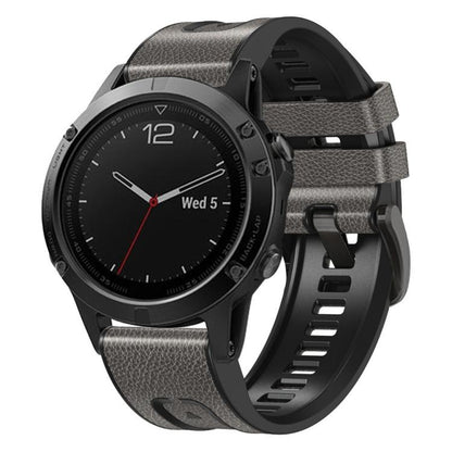 For Garmin 22mm xDfind Leather Skin Silicone Quick Release Watch Band(Starry Gray) by xDfind