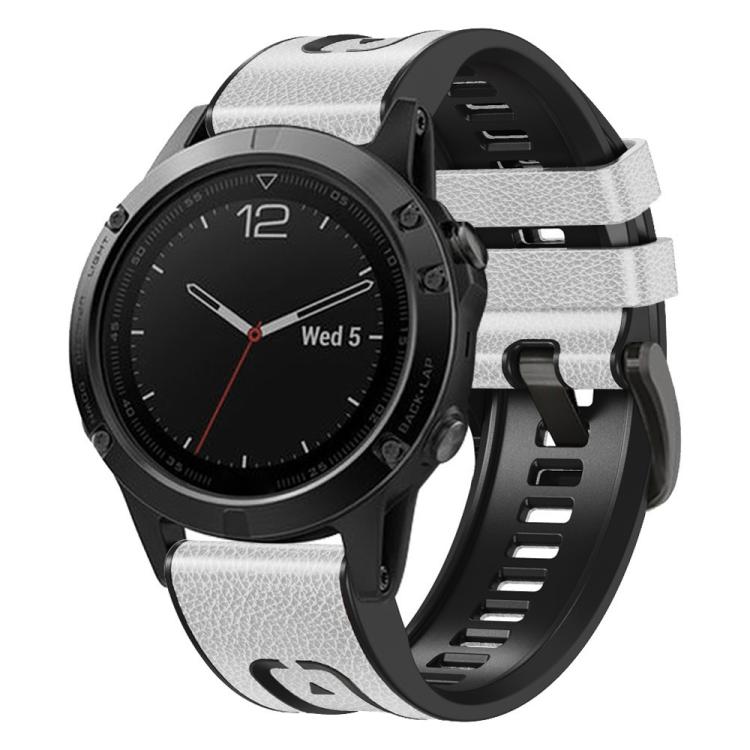 For Garmin 22mm xDfind Leather Skin Silicone Quick Release Watch Band(White) by xDfind