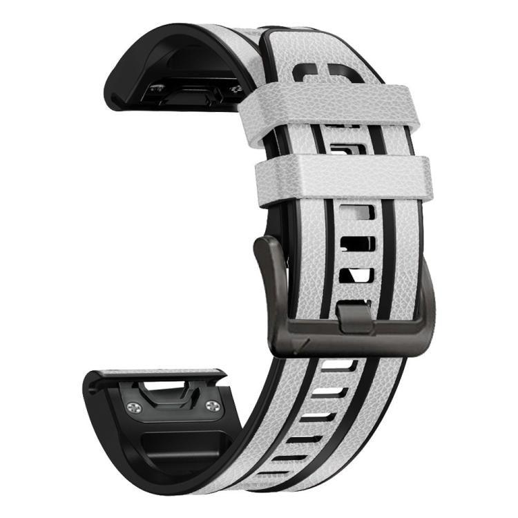 For Garmin 22mm xDfind Leather Skin Silicone Quick Release Watch Band(White) by xDfind