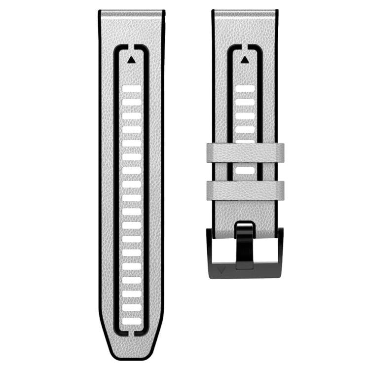 For Garmin 22mm xDfind Leather Skin Silicone Quick Release Watch Band(White) by xDfind