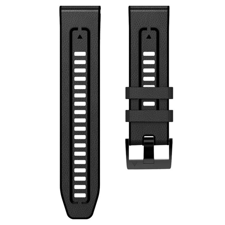 For Garmin 26mm xDfind Leather Skin Silicone Quick Release Watch Band(Charcoal Gray) by xDfind