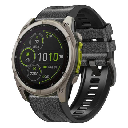 For Garmin 26mm xDfind Leather Skin Silicone Quick Release Watch Band(Charcoal Gray) by xDfind