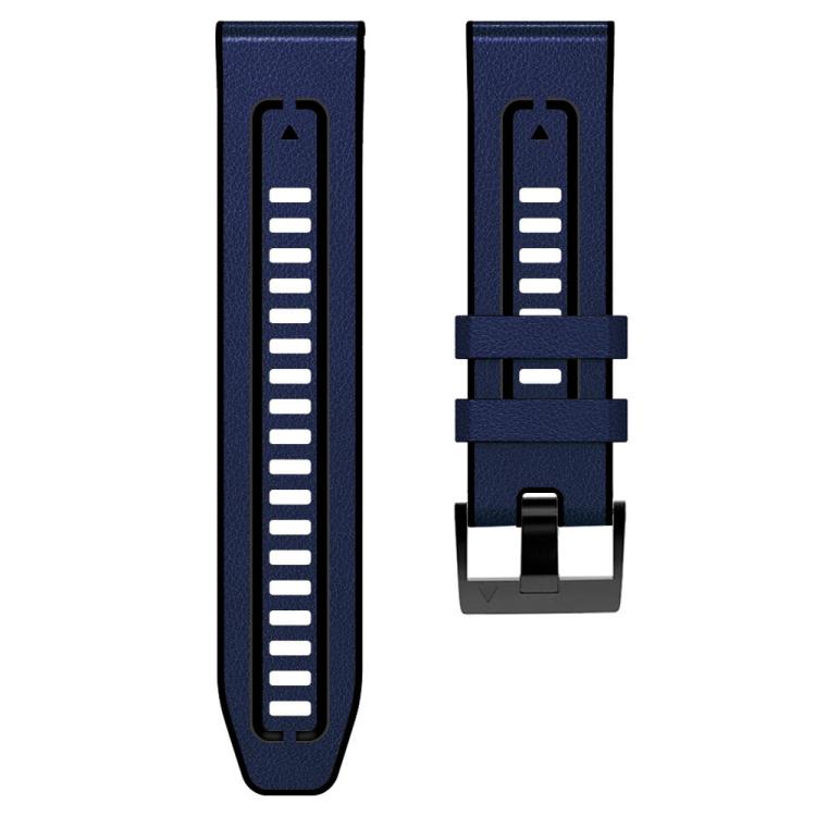 For Garmin 26mm xDfind Leather Skin Silicone Quick Release Watch Band(Dark Blue) by xDfind