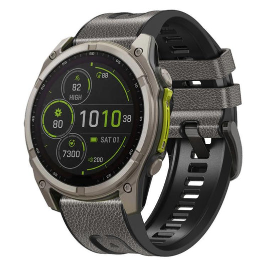 For Garmin 26mm xDfind Leather Skin Silicone Quick Release Watch Band(Starry Gray) by xDfind