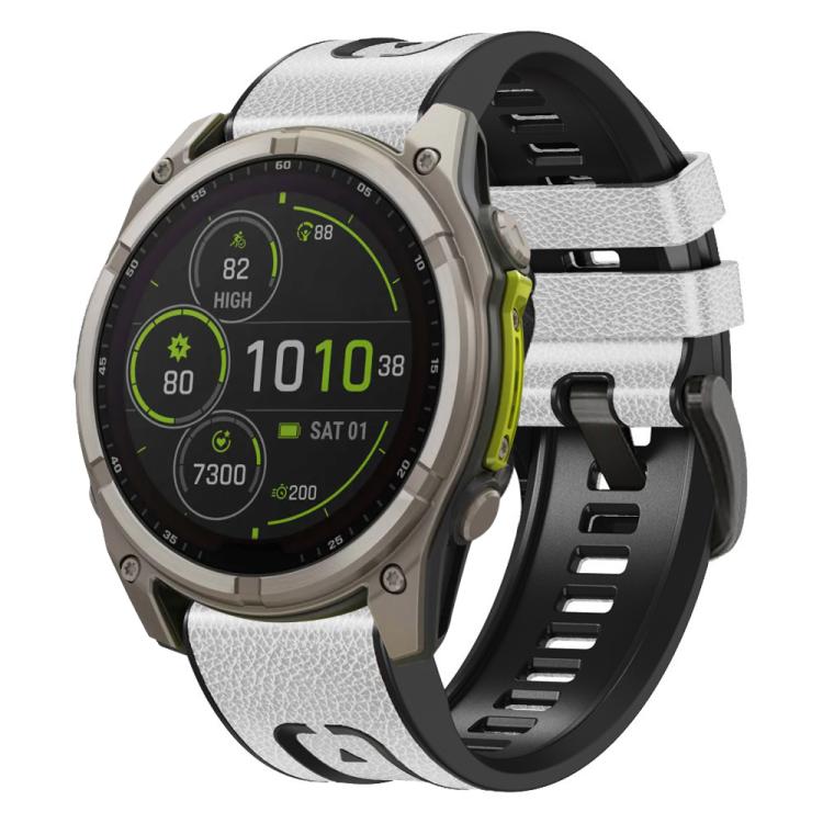 For Garmin 26mm xDfind Leather Skin Silicone Quick Release Watch Band(White) by xDfind