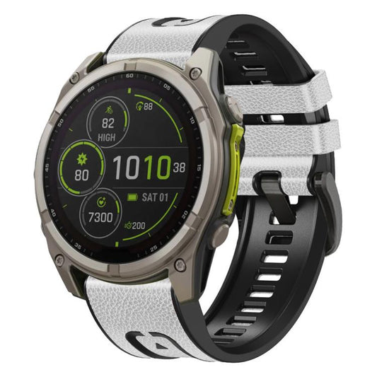 For Garmin 26mm xDfind Leather Skin Silicone Quick Release Watch Band(White) by xDfind