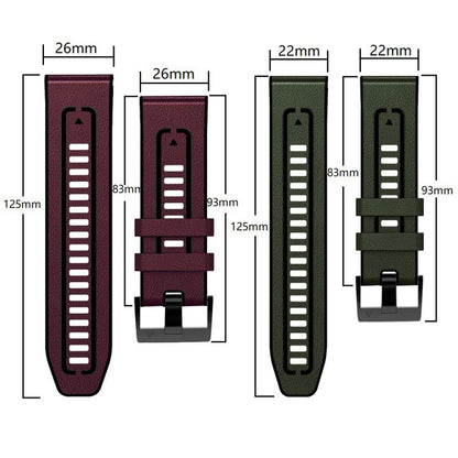 For Garmin 26mm xDfind Leather Skin Silicone Quick Release Watch Band(Dark Brown) by xDfind