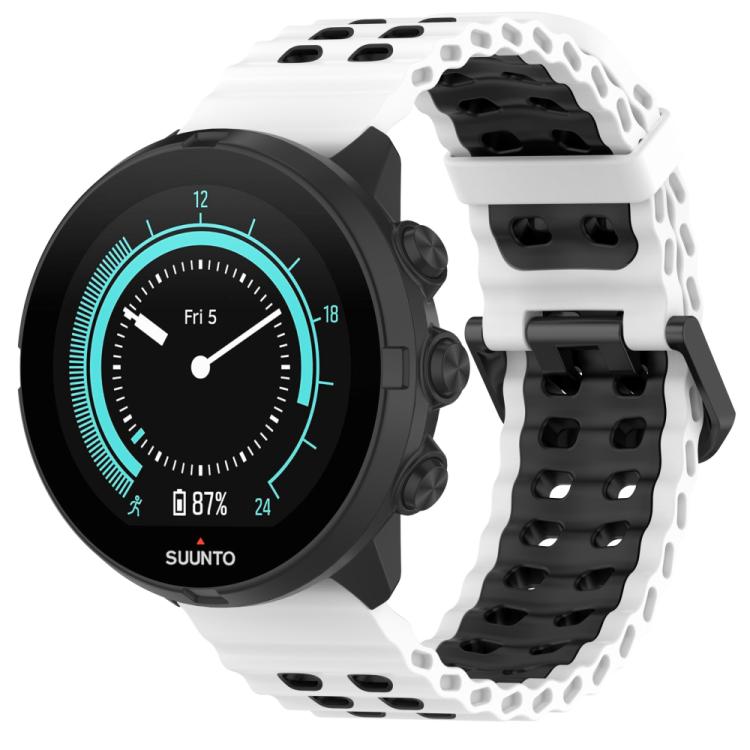 For Suunto 9 / 7 / Spartan Sport xDfind Ocean Dual Pin Buckle Silicone Watch Band(White Black) by xDfind