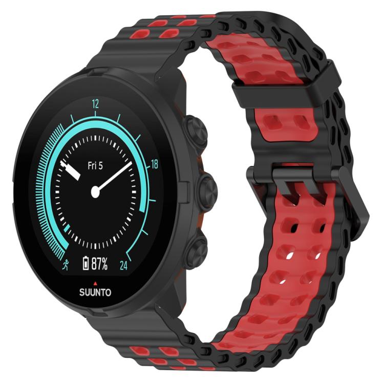 For Suunto 9 / 7 / Spartan Sport xDfind Ocean Dual Pin Buckle Silicone Watch Band(Black Red) by xDfind