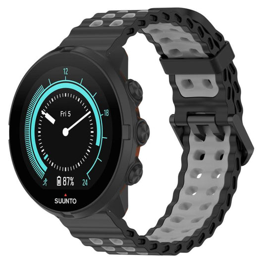 For Suunto 9 / 7 / Spartan Sport xDfind Ocean Dual Pin Buckle Silicone Watch Band(Black Grey) by xDfind