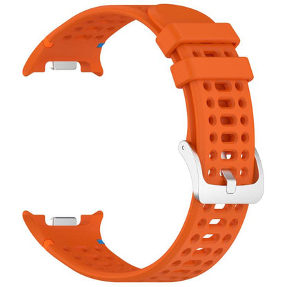 For Samsung Galaxy Watch8 / Watch8 Classic xDfind Alloy Silver Buckle Breathable Hole Silicone Watch Band(Orange) by xDfind