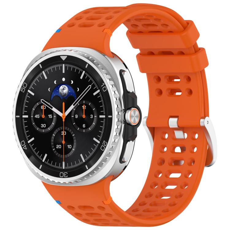 For Samsung Galaxy Watch8 / Watch8 Classic xDfind Alloy Silver Buckle Breathable Hole Silicone Watch Band(Orange) by xDfind