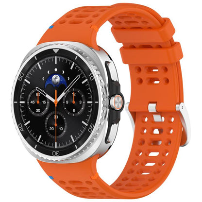 For Samsung Galaxy Watch8 / Watch8 Classic xDfind Alloy Silver Buckle Breathable Hole Silicone Watch Band(Orange) by xDfind