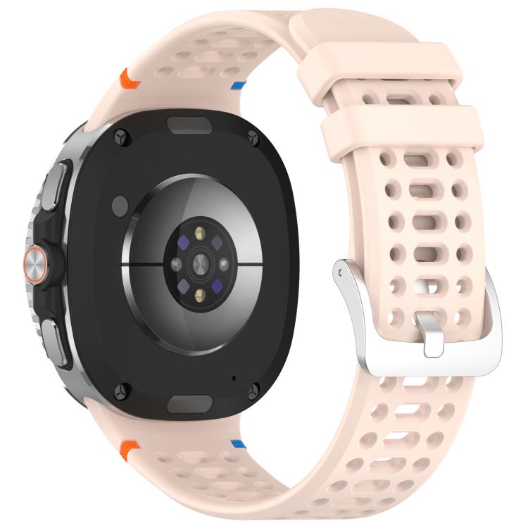 For Samsung Galaxy Watch8 / Watch8 Classic xDfind Alloy Silver Buckle Breathable Hole Silicone Watch Band(Pink) by xDfind