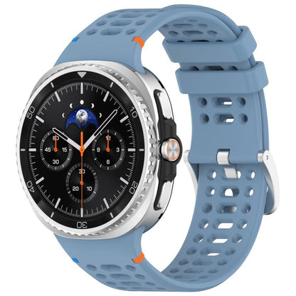 For Samsung Galaxy Watch8 / Watch8 Classic xDfind Alloy Silver Buckle Breathable Hole Silicone Watch Band(Official Blue) by xDfind