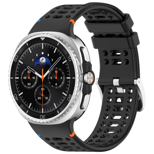For Samsung Galaxy Watch8 / Watch8 Classic xDfind Alloy Silver Buckle Breathable Hole Silicone Watch Band(Black) by xDfind