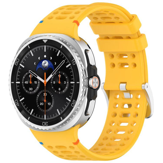 For Samsung Galaxy Watch8 / Watch8 Classic xDfind Alloy Silver Buckle Breathable Hole Silicone Watch Band(Yellow) by xDfind