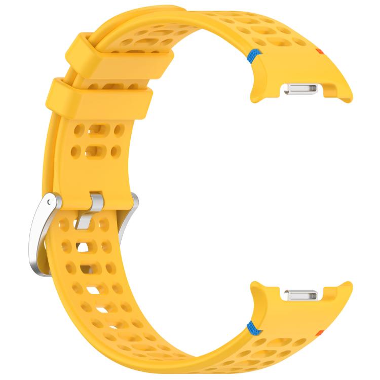 For Samsung Galaxy Watch8 / Watch8 Classic xDfind Alloy Silver Buckle Breathable Hole Silicone Watch Band(Yellow) by xDfind