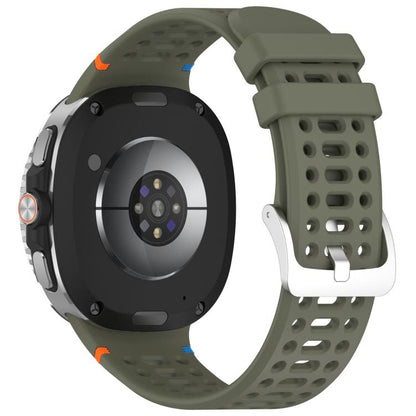 For Samsung Galaxy Watch8 / Watch8 Classic xDfind Alloy Silver Buckle Breathable Hole Silicone Watch Band(Army Green) by xDfind