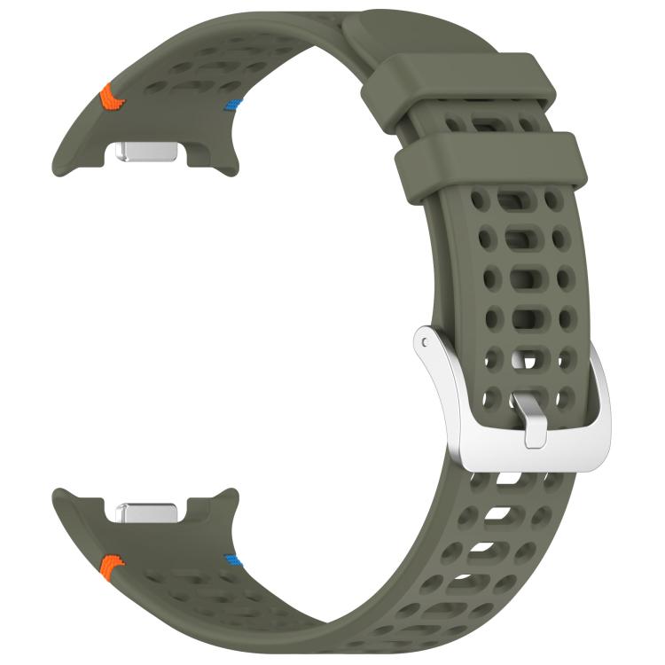 For Samsung Galaxy Watch8 / Watch8 Classic xDfind Alloy Silver Buckle Breathable Hole Silicone Watch Band(Army Green) by xDfind