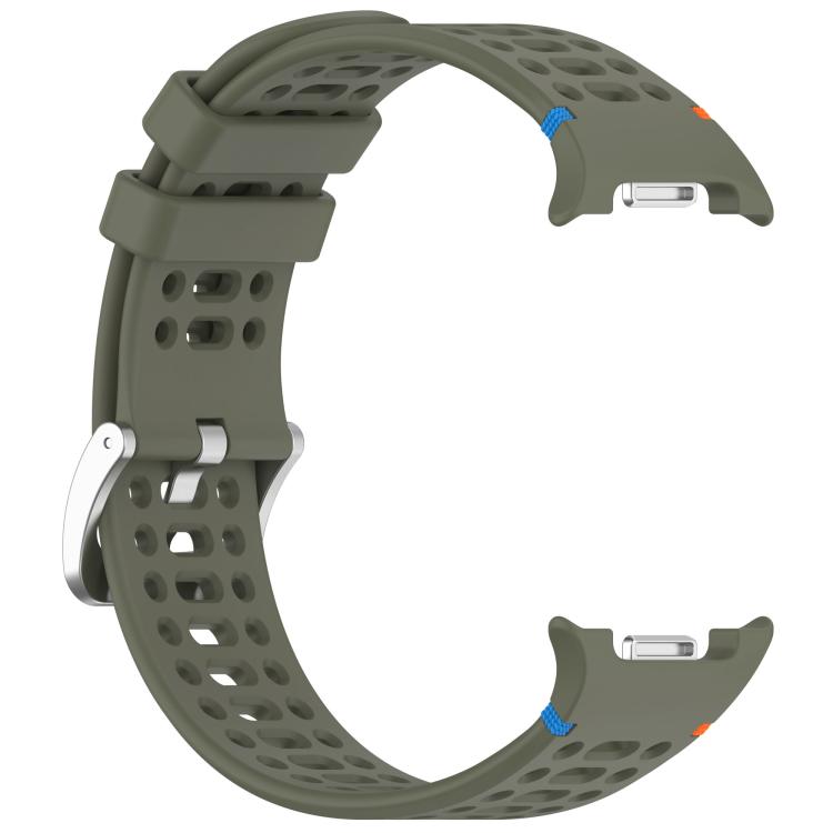 For Samsung Galaxy Watch8 / Watch8 Classic xDfind Alloy Silver Buckle Breathable Hole Silicone Watch Band(Army Green) by xDfind