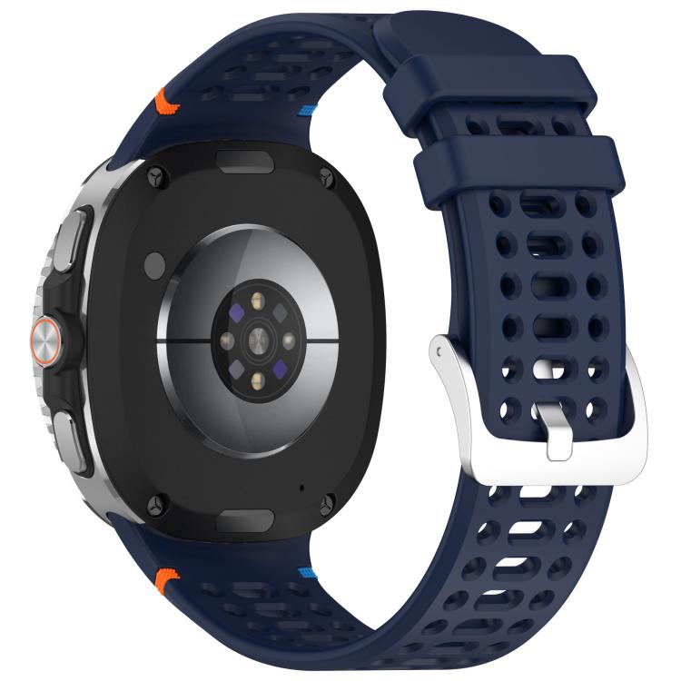 For Samsung Galaxy Watch8 / Watch8 Classic xDfind Alloy Silver Buckle Breathable Hole Silicone Watch Band(Midnight Blue) by xDfind