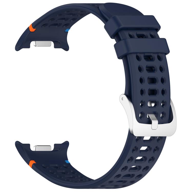 For Samsung Galaxy Watch8 / Watch8 Classic xDfind Alloy Silver Buckle Breathable Hole Silicone Watch Band(Midnight Blue) by xDfind