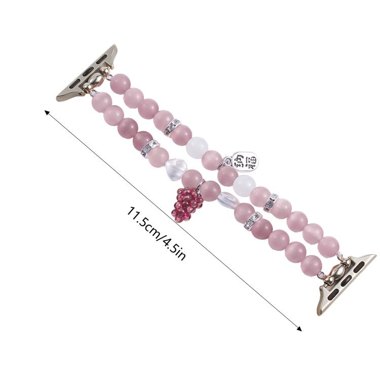 For Apple Watch 46mm / 49mm / 45mm / 44mm Cat Eyes Stone Beads Bracelet Watch Band(Grape Purple) by bashfashion
