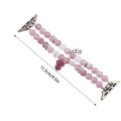 For Apple Watch 42mm / 41mm / 40mm / 38mm Cat Eyes Stone Beads Bracelet Watch Band(Grape Purple) by bashfashion