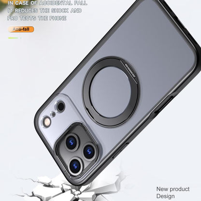 For iPhone 17 Pro Max kalebol MagSafe Metal Ring Holder Phone Case(Black) by Kalebol