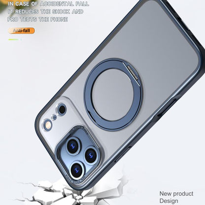 For iPhone 17 Pro Max kalebol MagSafe Metal Ring Holder Phone Case(Blue) by Kalebol