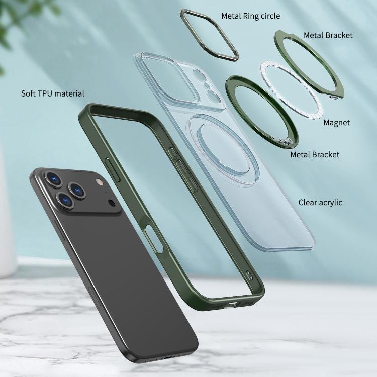 For iPhone 17 Pro Max kalebol MagSafe Metal Ring Holder Phone Case(Green) by Kalebol