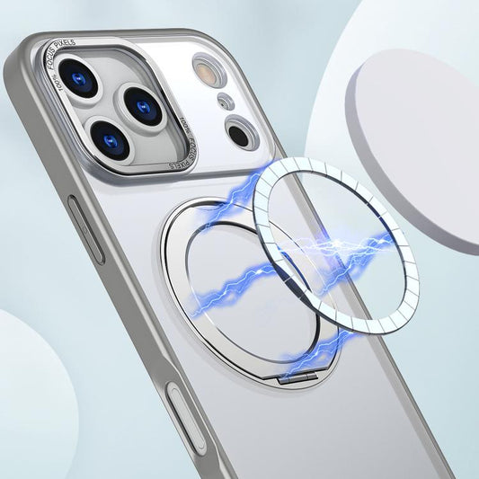 For iPhone 17 Pro Max kalebol MagSafe Metal Ring Holder Phone Case(Titanium Gray) by Kalebol