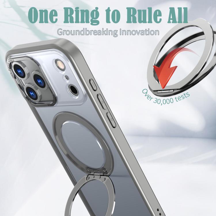 For iPhone 17 Pro Max kalebol MagSafe Metal Ring Holder Phone Case(Titanium Gray) by Kalebol