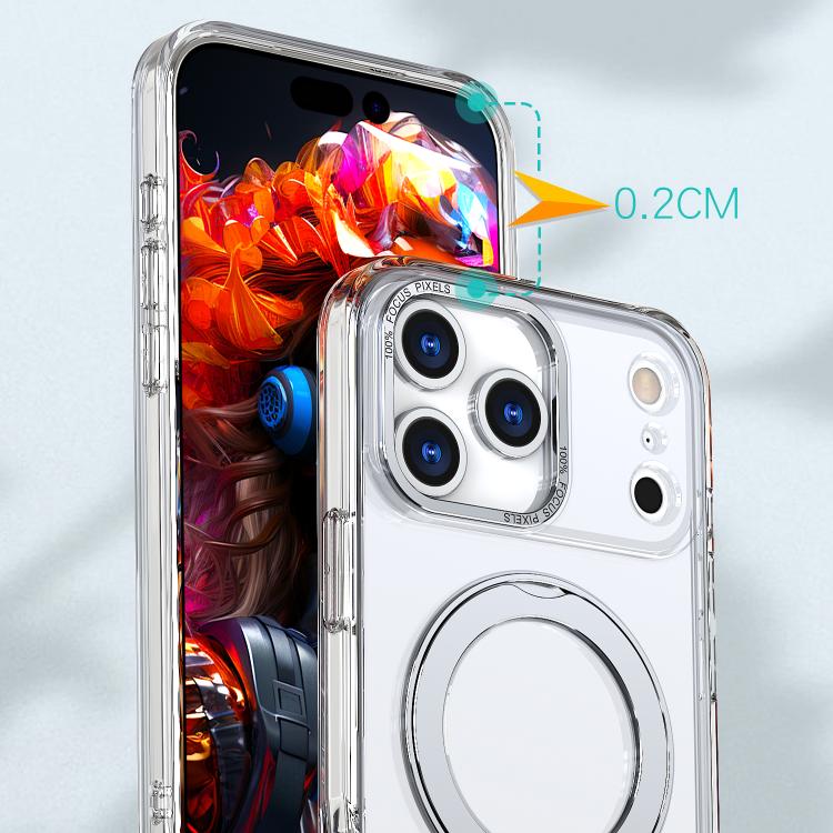 For iPhone 17 Pro Max kalebol MagSafe Metal Ring Holder Phone Case(Transparent) by Kalebol