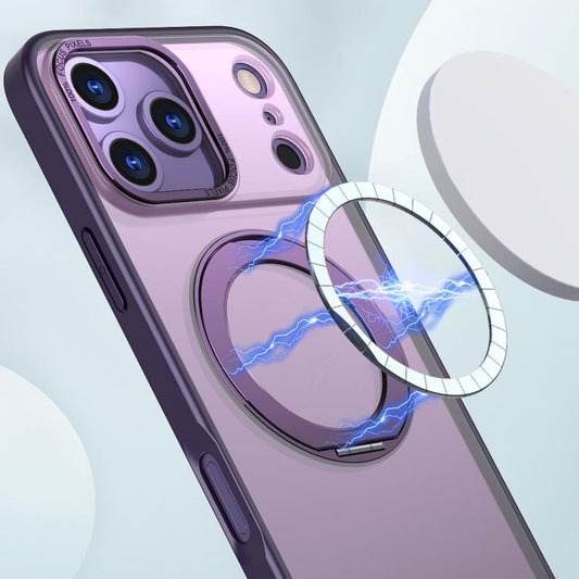 For iPhone 17 Pro Max kalebol MagSafe Metal Ring Holder Phone Case(Dark Purple) by Kalebol